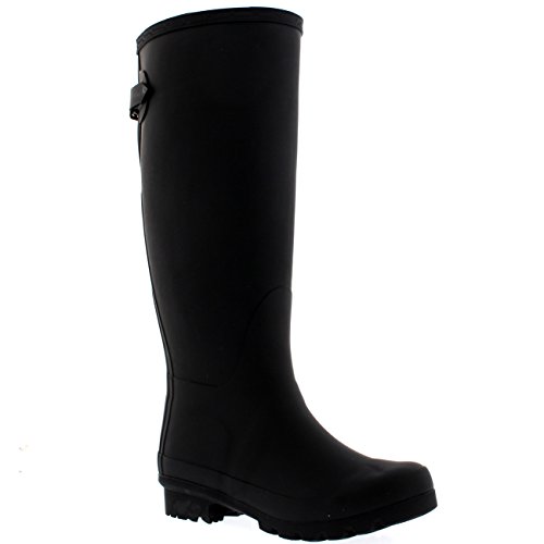 black knee high wellies