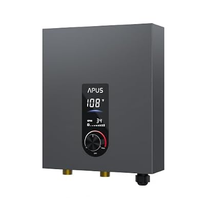 APUS 14kW Tankless Water Heater Electric, 240V Instant On Demand Hot Water Heater, Up to 3.3 GPM with LED Display, Space-Saving