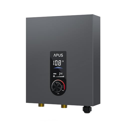 Image of APUS 14kW Tankless Water Heater Electric, 240V Instant On Demand Hot Water Heater, Up to 3.3 GPM with LED Display, Space-Saving and Energy-Saving Whole House Water Heater Design