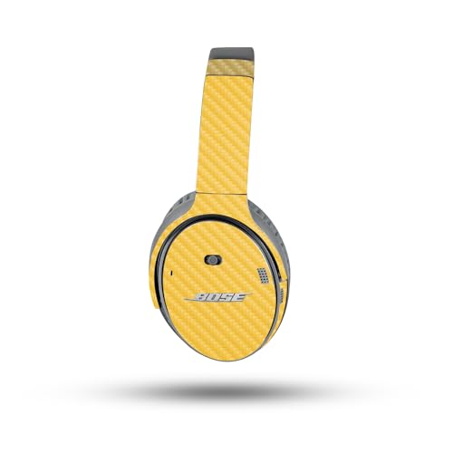 Image of MightySkins Carbon Fiber Skin Compatible with Bose QuietComfort 35 II Headphones - Solid Marigold | Protective, Durable Textured Carbon Fiber Finish | Easy to Apply