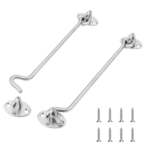 2 Pièces Crochet de Tempête, 6 Pouces Crochet de Tempête de Poteau de Porte en Acier Inoxydable, Crochet de Tempête en Acier Inoxydable, Crochet de Tempête en Acier Inoxydable avec Oeillets