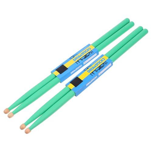 Abaodam 2 pares de baquetas de madera de arce color verde para percusión con agarre ergonómico y superficie antideslizante, adecuadas para principiantes y varios estilos de batería miniatura 1