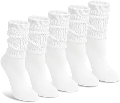 Justay 5 Pairs Slouchy Socks for Women - Slouch Long Crew Knit Bo...