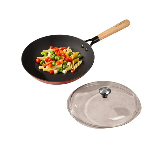 CUMIN CO. LITE Cast Iron Fry Pan | 26 cm, 1.9L | Non Toxic Non Stick Pan for Omelette | Patented Enamel Coating | No Seasoning Needed | Free Accessories | Induction Safe | Rust