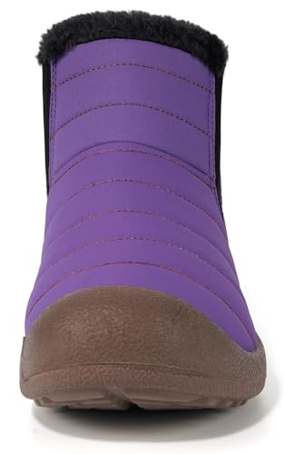 Image of Eagsouni Womens Mens Snow Boots Winter Slip On Shoes | Unisex Warm Fur Lined Slip-On House Shoes,Rubber Sole,Anti Slip,Water Resistant,Comfortable,Indoor Outdoor Daily Walking