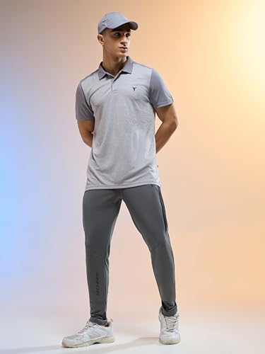 Image of TECHNOSPORT Men's Slim Fit Mid Rise Solid Trackpant with Techno Dry for Gym, Workout & Sports