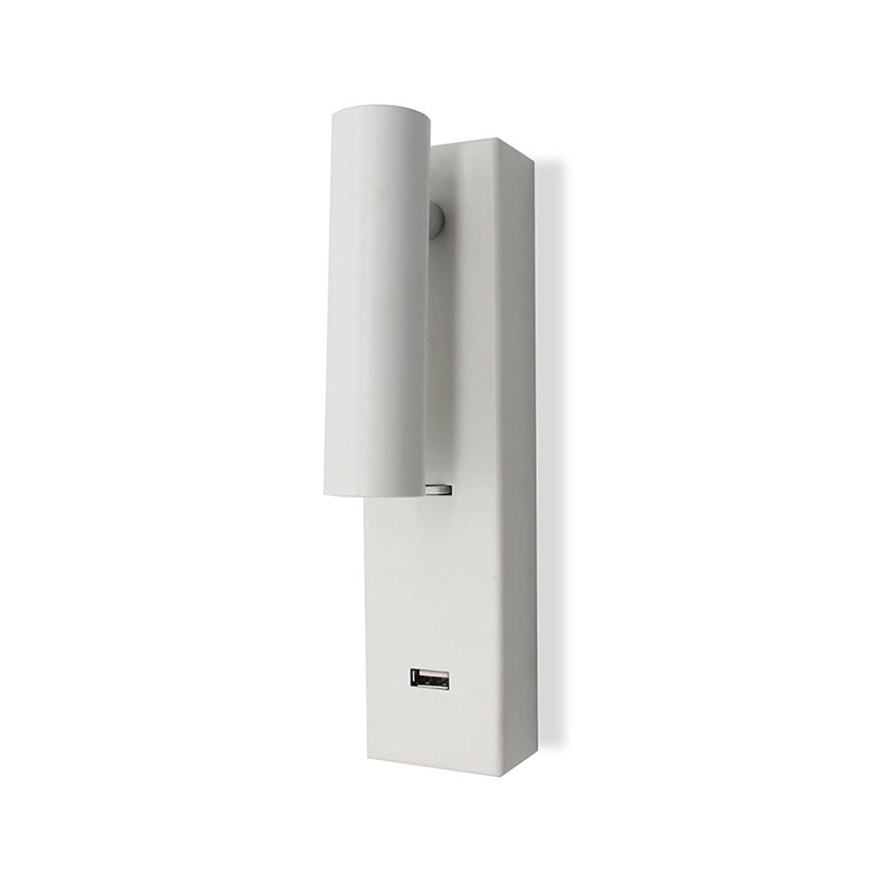 SXECAEPS LED Bedside Reading Wall Lamp Adjustable Sconce with Switch, Headboard Sconces With USB Charging Port, Modern Spotlights for Bedroom Living Room Office