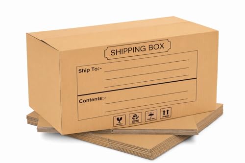 Image of ADDANBI-PRINTED-PACK OF 6 | 27 inchx14 inchx13 inch | 5ply Cardboard Boxes for Packaging | Brown Corrugated Box for | Shipping |Moving | Home Shifting | Parcel | Courier Packing box | Large Carton Box
