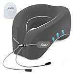 jiaao Upgraded Middle Memory Foam Travel Neck Pillow for Airplane- 360° Ergonomic Head and Neck Support for Flight, Car, Train, Bus - Soft Travel Pillow for Side & Back Sleepers with Travel Pouch