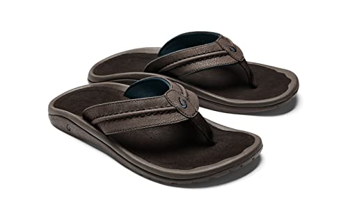 Image of OLUKAI Hokua Men's Beach Sandals, Quick-Dry Flip-Flop Slides, Water Resistant & Wet Grip Rubber Soles, Compression Molded Footbed & Soft Comfort Fit