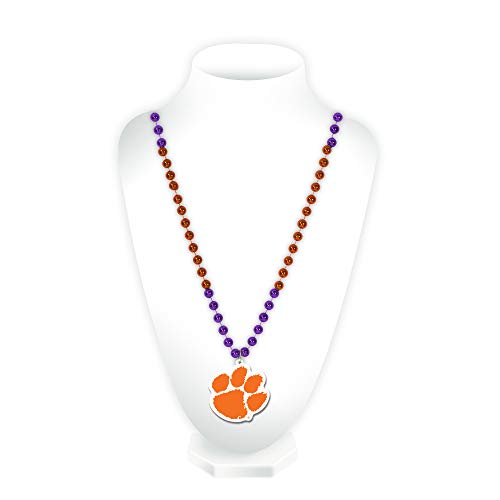 Rico Industries NCAA Clemson Tigers Team Logo Mardi Gras Style Beads, 3 x 24-"