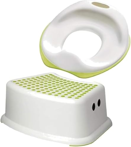 Kids Bathroom Booster Step Stool anti slip - Blue, Green, Grey, Pink (Green)