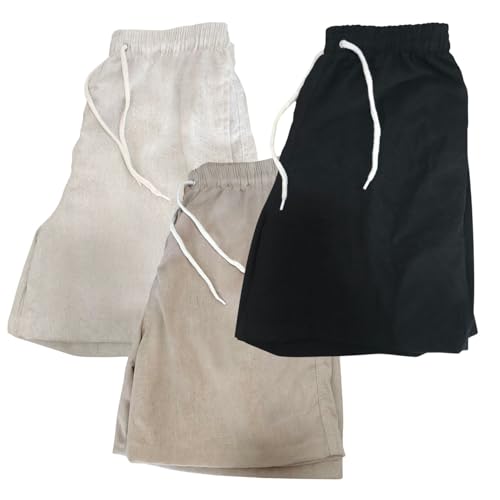 Kit 3 Shorts de Linho Masculinos Premium (BR, Alfa, GG, Regular, Regular, Mix 2)