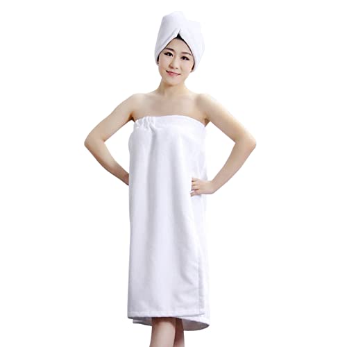IBLUELOVER 2Pcs Serviette de Bain Femme Douce Peignoir de Bain Serviettes de Toilette Cheveux Séchage Rapide Drap de Bain Confortable Robe de Bain pour Sauna...
