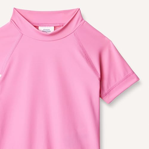 Image of Amazon Essentials Girls and Toddlers' Short Sleeve Slim Fit High-Neck Rashguard T-Shirt