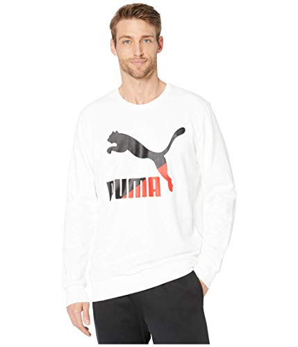 PUMA Men's Classics Logo Crewneck Sweatshirt, FT White, L