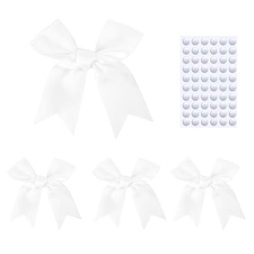 Elegant Gift Wrap Bows 50PCS 3.3 Inch Mini Satin Ribbon Bows for Crafts Treat Bags Cake Baking Christmas Party Decors Wedding Birthday Baby Shower Valentines (White)