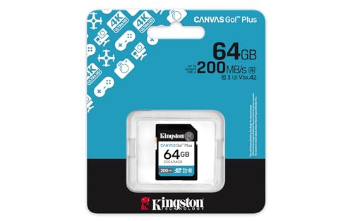 Kingston Canvas Go Plus SDXC Memory Card Gen4 200MB/s C10 UHS-I U3 V30 64GB-SDG4/64GB