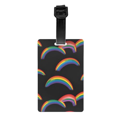 Love Rainbow Print Fashionable PVC Luggage Tag Trendy Suitcase Id Holder Stylish Travel Accessory for Everyone