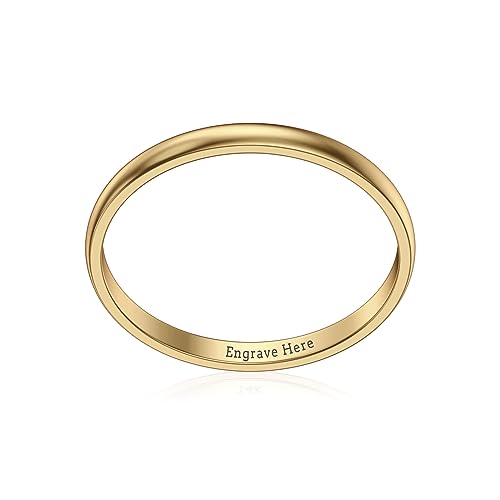 Authentic 10K, 14K, 18K Yellow Gold Wedding Band Personalized Solid Gold Wedding Ring for Men or Women 2, 4, 6MM Sizes 4-15 Classic Gold Band for Wedding, Engagement Day, Birthday