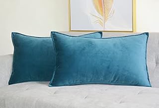 Lutanky Pack of 2 Velvet Cushion Covers Blue Decorative Rectangle Throw Pillow Case Soft Flanges Pillowcases for Sofa Bedroom with Invisible Zipper 12x20 Inch 30 x 50 cm (blue, 2 Pieces)
