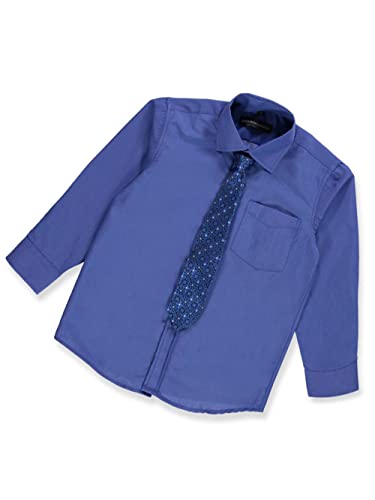Kids World Boys' Dress Shirt & Tie (Patterns May Vary) - Royal Blue, 142