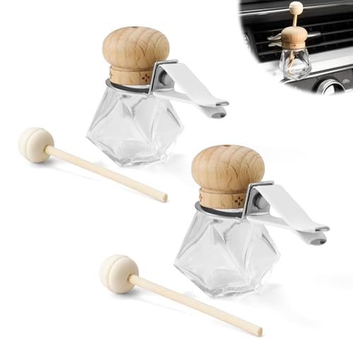 SHENGYIG 2 Pieza Decoración del Difusor de Coche, 8ML Ambientadores Coche Botella, Elegante Simple, Ambientador Coche Botella, Adecuado para llenar Perfumes, Decorar Casas, Oficinas, Automóviles