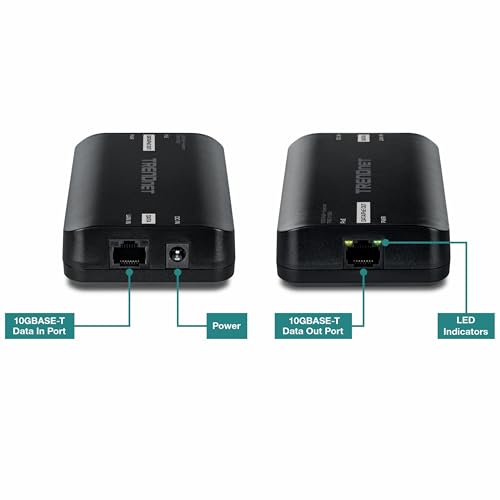 Image of TRENDnet 10G PoE+ Injector, TPE-315GI, Convert Non-PoE Port to a PoE+ Port, 10GBASE-T Compliant, Up to 100m (328 ft.), Black