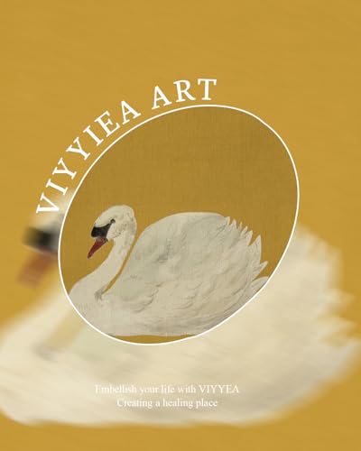 Image of VIYYIEA Vintage Gold Framed Wall Art for Living Room, Swan Canvas Prints Home Decor, Oil Painting Picture, Bedroom Wall Decor Gifts for Friends or Family -【Swan Yellow】-(10L x 8W)