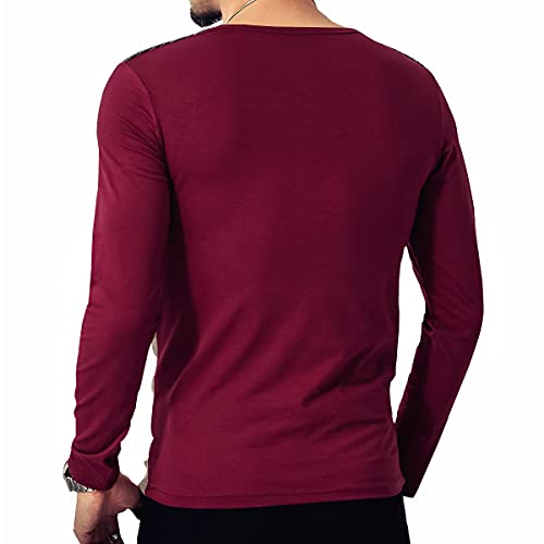 LOGEEYAR Mens Slim Fitted Casual Short Sleeve Button T-Shirts Contrast Color Stitching Tees Tops4