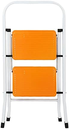 GREENWON 2 Step Ladder Folding Step Stool with Wide Anti-Slip Pedal, Convenient Handgrip, Portable Steel, Sturdy for Household and Office