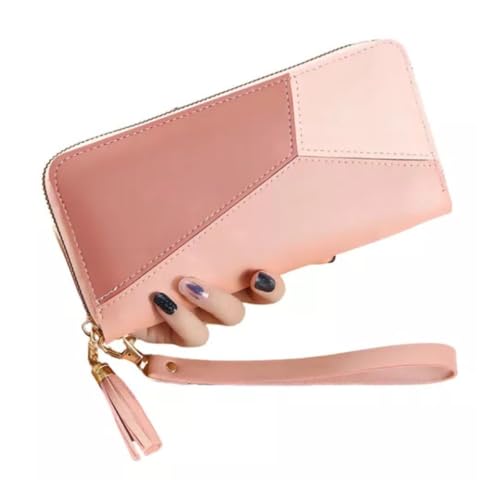 Carteira Feminina Estilosa Grande Com Ziper Porta Cartoes (Rosa)