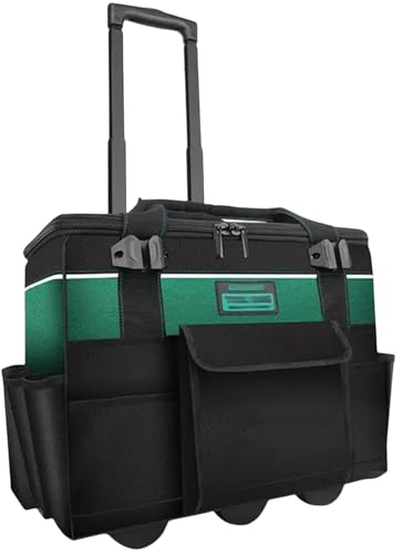 Benjiu ローリングツールバッグ ツールボックス キャスター付き トロリーケース 工具入れ 電気技師ガーデンツールバッグオーガナイザー 超深型ストレージ 耐久性 ガレージ 倉庫 特化底部 修理工場用 撥水処理 作業用 工具箱 (52*24*38 CM)