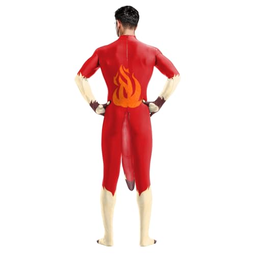 Image of Animal Full Bodysuit for Men Muscle Spandex Jumpsuit Furry Costume with Big Tail for Adult Cosplay Halloween Party