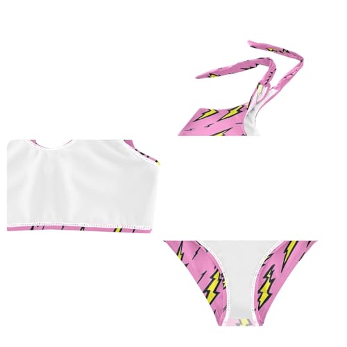Wusikd Yellow Lightning Bolts Girls Swimsuits Two Piece Swimwear Bikini Set for for Girls Size 3T4