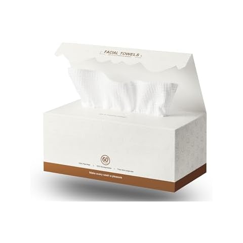 LUXU Disposable Face Towel with Super Absorbent,Extra Thick Soft Clean Facial Towels Plant Fiber Facial Washcloth Biodegradable Dry Wipes for Sensitive Skin,Cruelty Free-60 Count Rectangle Cover