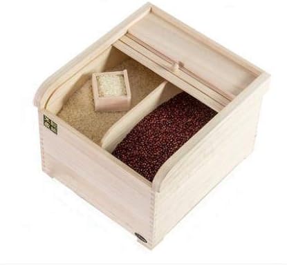 Amazon Champion Crafts 米びつ 天然木桐製 おいしく保存 5 10 15kg 米容器 木製 米収納 防虫 防湿 和風 米入れ 保存容器 ライスストッカー ライスキーパー 一合枡付き ベージュ 15kg 2仕切り 米びつ オンライン通販