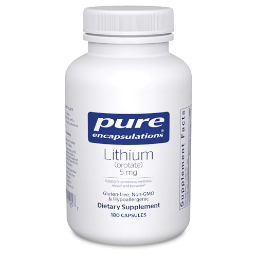 Pure Encapsulations Lithium Orotate 5 mg - Brain Support Supplement - with N-Acetyl-L-Cysteine (NAC) for Memory & Brain Behavior* - Gluten Free & Non-GMO - 180 Capsules