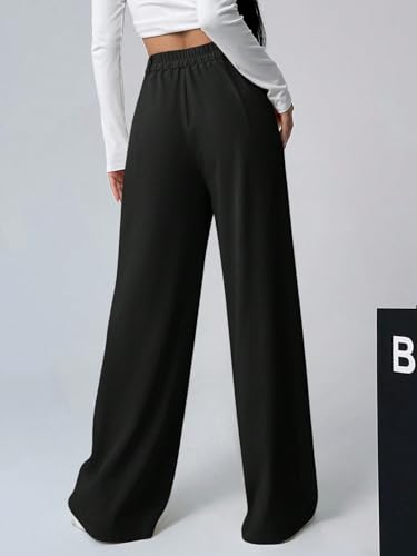 Image of Shasmi Women's Loose Mid Rise Solid, Pleated Trousers, Wide Leg Pocket Casual Long Korean Trousers Pant (146)