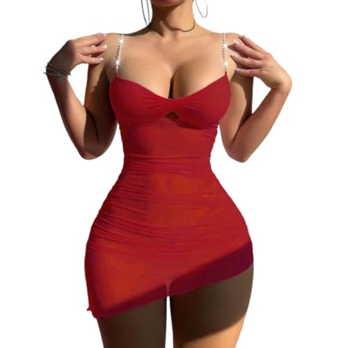Robe en maille transparente pour femme nuisette sexy et jupe moulante chic