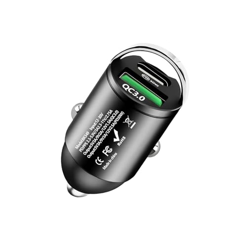 TOZKZO Mini Caricabatterie Auto QC 3.0+PD 30W Accendisigari Auto 2 Porte Ricarica Rapida Simultanea Compatibile con iPhone, Samsung Galaxy, Huawei, Xiaomi, Tablet