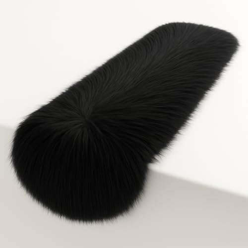 FabricLA Black Table Runner | Faux Fur Table Runners | 24 X 60-Inch Long Fluffy Snow Christmas & Holiday Decor | Dining Table Runner