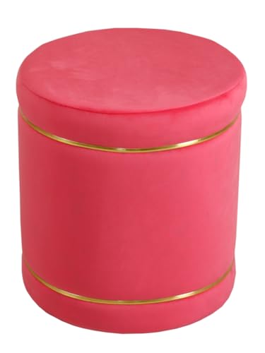 Image of Pouffes Sitting Stool for Living Room, Puffy Wooden Ottoman | Round Pouffe for Living Room & Bedroom | Pouf for Office & Home Decoration & Modern Seating Stool (BabyPink)
