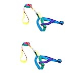 VANZACK 2pcs Adjustable Nylon Dog Harness Puppy Leash for Dogs Grooming Chest Leash Traction Rope Rainbow Design Easy Off Comfortable for Daily Walks Random Color