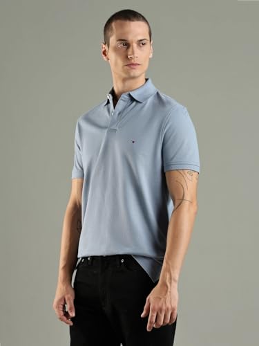 Image of Tommy Hilfiger Solid Regular fit Cotton Polo t-Shirt