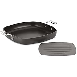 Sartenes All Clad All-Clad Essentials Nonstick Sartén Cuadrada con salvamanteles, Aluminio, Gris