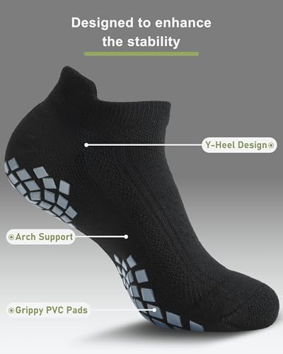 Pilates Grip Socks - Cushioned Slipper Non-Slip Grippy for Women Men Yoga - Barre Workout Hospital Sticky Socks3