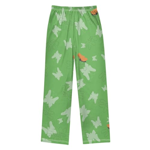 Butterfly Green Boys Pants Boys Athletic Pants Long Pant for Boywith Pockets Wide-Leg Size 6-14Y2