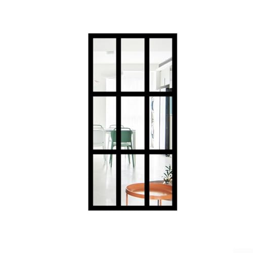 Hasaller Adhesivo de pared de espejo acrílico con marco de madera de imitación 3D con diseño rectangular, respaldo automático, acento decorativo para el hogar para sala de estar, dormitorio, oficina