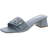 Calvin Klein Sandalias de tacón Ariella para mujer, Azul Perla 450, 36 EU